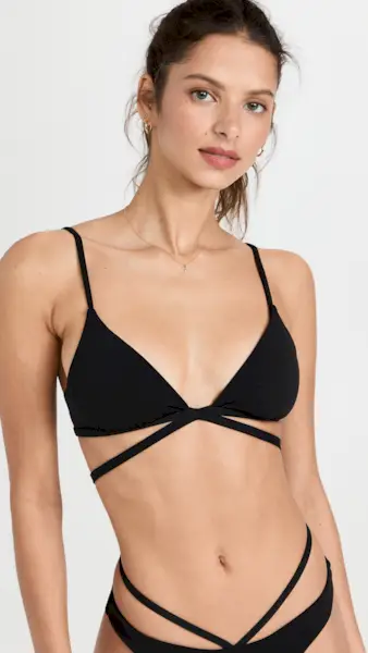 Jonathan Simkhai + Harlen Solid Tie Front Bikini Top