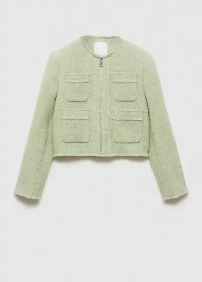 Tweed Jacket With Zip - Women | Mango Usa