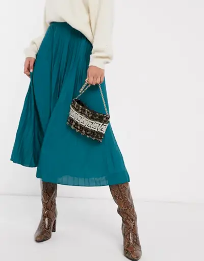 ASOS + Pleated Midi Skirt