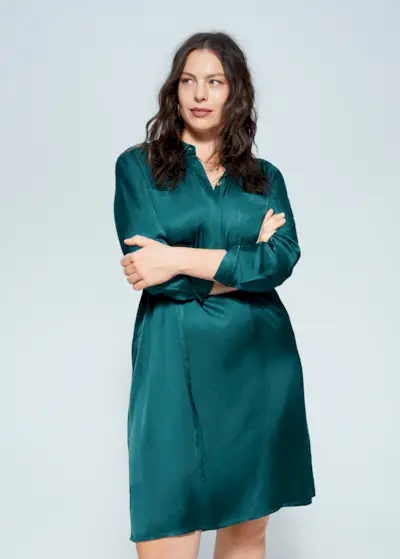 Mango + Satin Shirt Dress