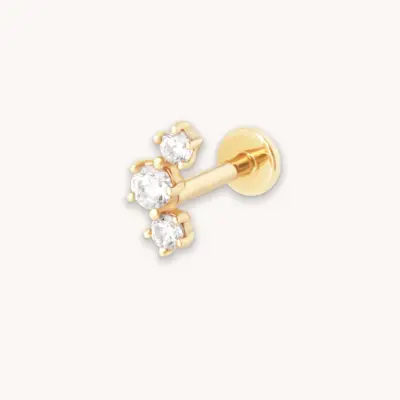 Astrid & Miyu + Curved Crystal Piercing Stud in Solid Gold