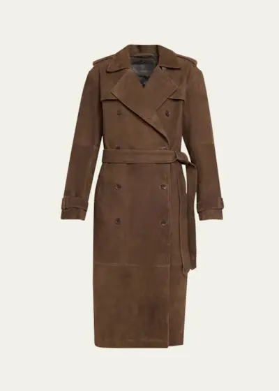 Suede Belted Trench Coat