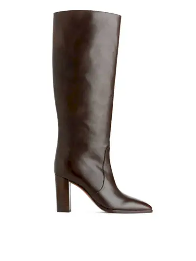 Knee-High Leather Boots - Brown - Arket Gb
