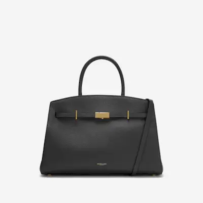 The Midi Hudson | Black Small Grain | Demellier