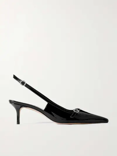 Saba Buckled Patent-Leather Slingback Pumps
