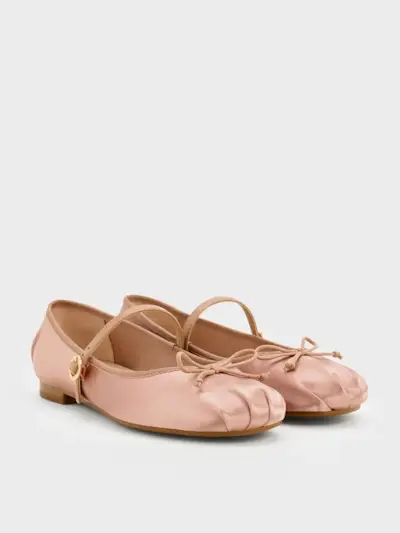 Charles & Keith, Emiko Satin Bow Mary Jane Flats