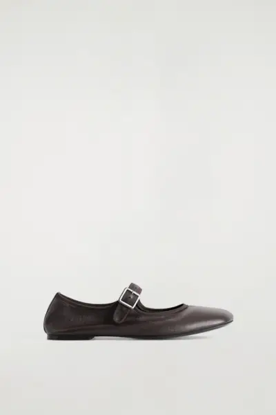 Square-Toe Buckled Ballet Flats