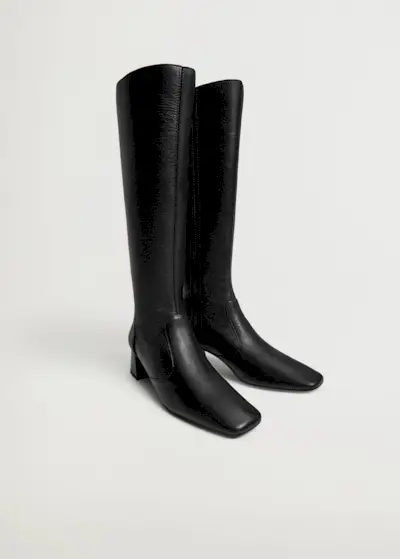 Mango + Leather Boots With Tall Leg