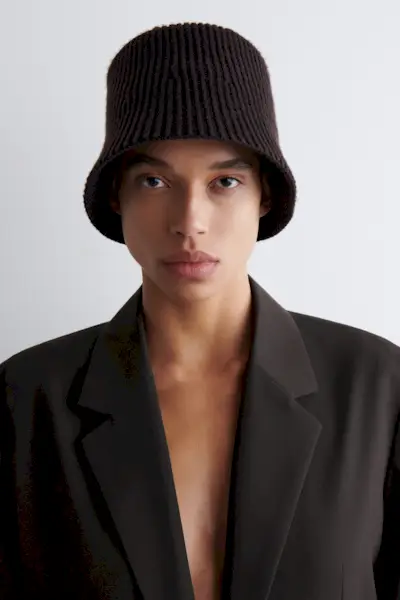 Ribbed Wool-Blend Bucket Hat