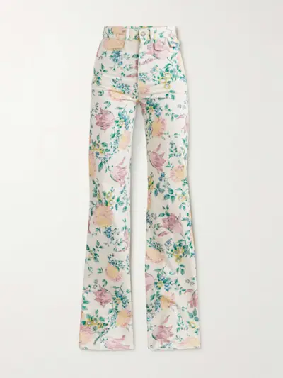 Floral-Print High-Rise Straight-Leg Jeans