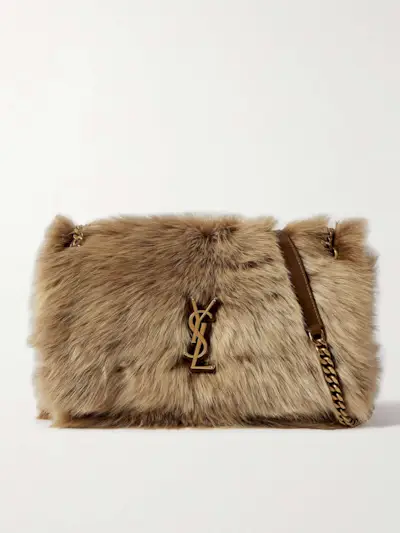 Niki Large Leather-Trimmed Shearling Shoulder Bag