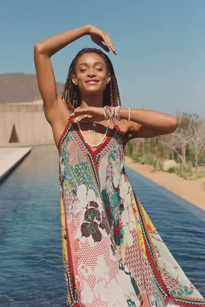 Bhanuni by Jyoti + Floral Contrast Maxi Dress