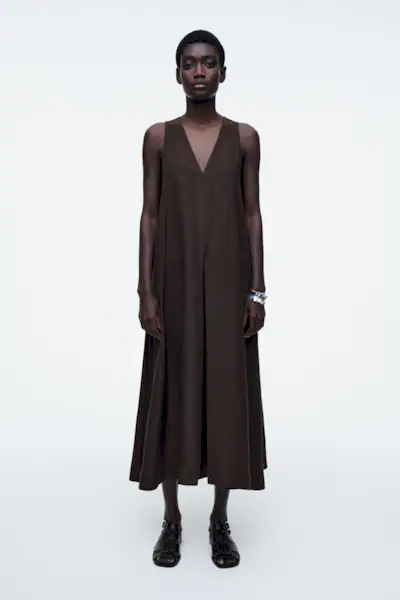 A-Line Linen-Blend Maxi Dress