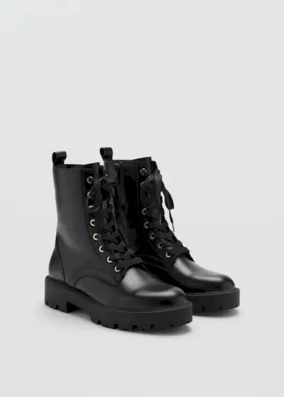 Lace-Up Leather Boots - Women | Mango Usa