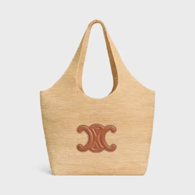 Celine Classic Panier Shopper Cabas in Raffia and Calfskin