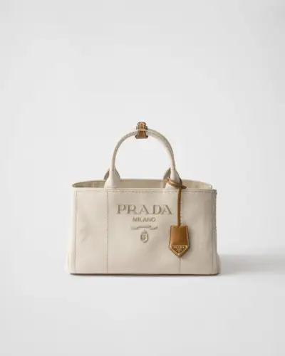 Prada Jardinière Large Linen Blend Handbag