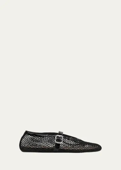 Alaia + Mesh Mary Jane Ballerina Flats
