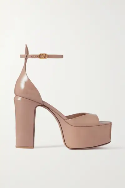 Valentino + Valentino Garavani Tan-Go 120 Patent-Leather Platform Sandals