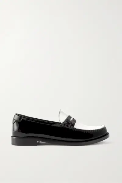 Saint Laurent + Two-Tone Patent-Leather Loafers