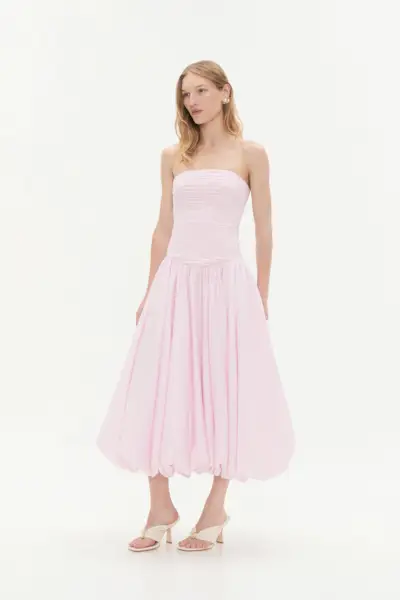 Violette Bubble Midi Dress-Pastel Pink / 4