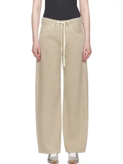 Beige Brynn Drawstring Jeans