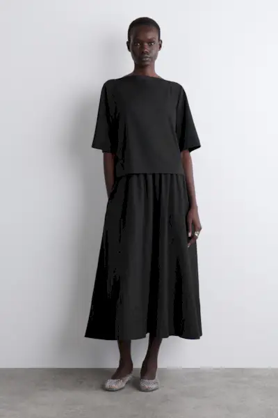 Layered Boat-Neck Midi Dress