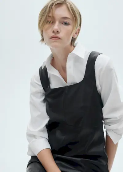 Mango Short Leather-Effect Dress