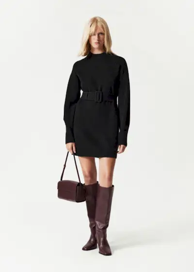 Belted Mini Knit Dress