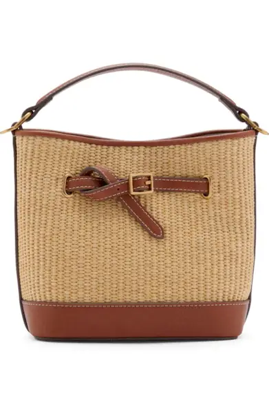 Canvas & Faux Leather Bucket Bag