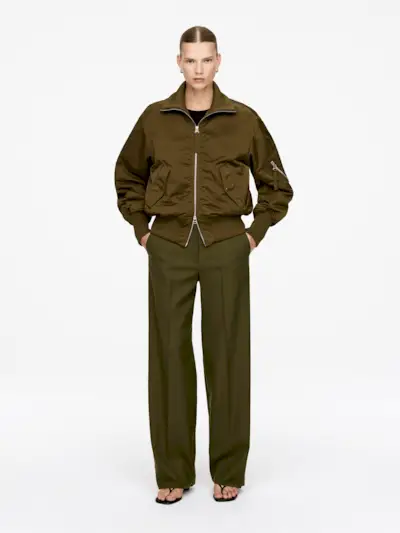 Hopsack Wool Trousers – Dark Green – Women – Arket Gb