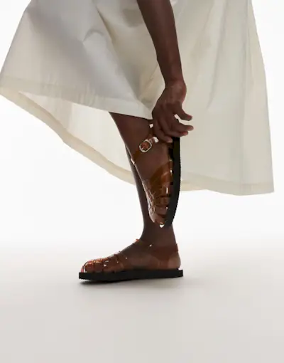 Topshop Kelly Jelly Flat Sandal in Beige