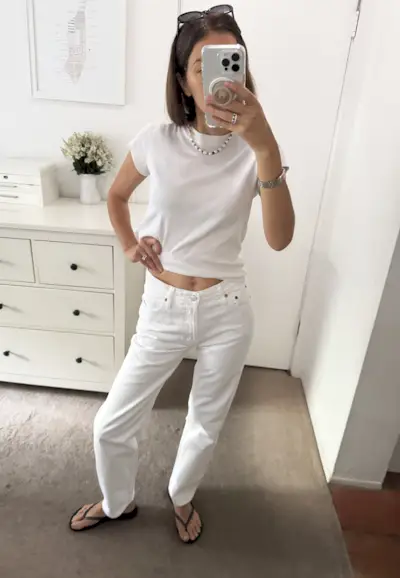 Judith Jones in Alex Mill straight-leg jeans