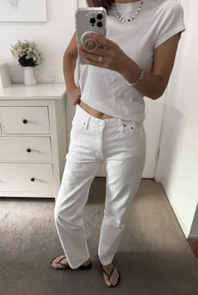 Judith Jones in Alex Mill jeans