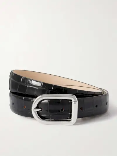 Mija Croc-Effect Leather Belt
