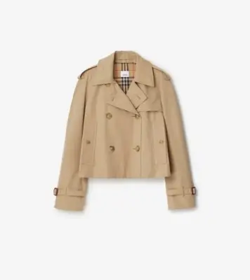 Cropped Gabardine Trench Jacket in Honey - Women, Cotton | Burberry® Official
