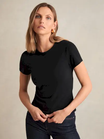 Stretch-Cotton Crew-Neck T-Shirt in Black
