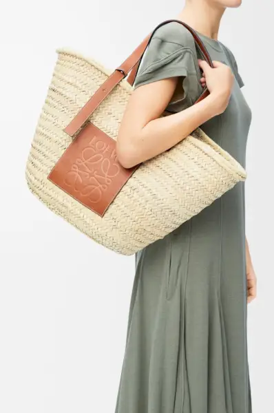 Loewe, Large Classic Basket in Palm Leaf and Calfskin