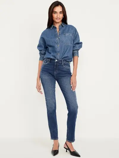 High-Waisted Vintage Slim Jeans