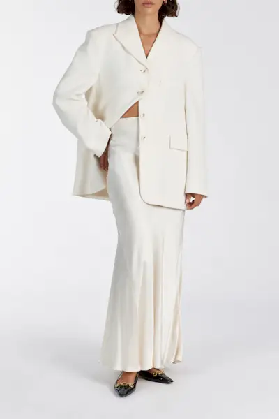 Dissh + Charli Cream Satin Maxi Skirt