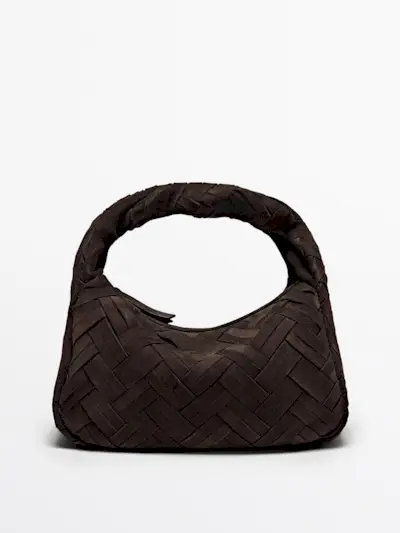 Massimo Dutti Split Suede Braided Handbag