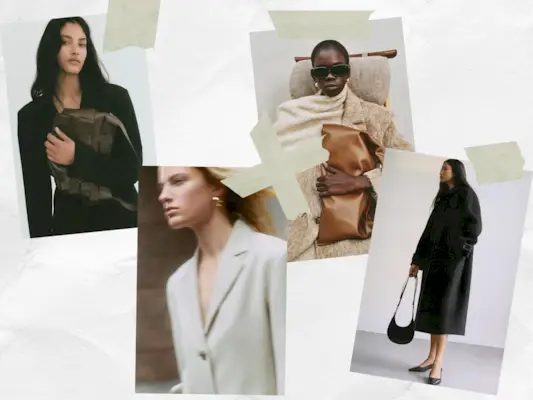 affordable quiet luxury brands shown in a collage of images