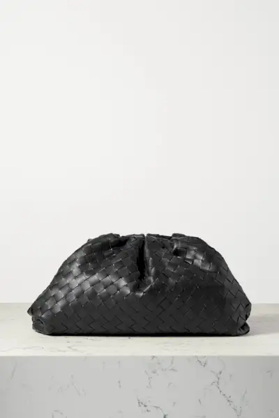 Bottega Veneta + The Pouch Large Gathered Intrecciato Leather Clutch