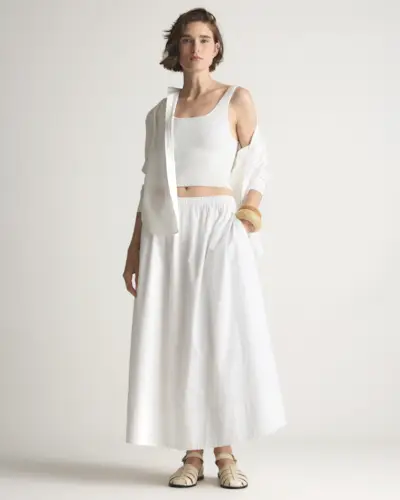 100% Organic Cotton Poplin A-Line Maxi Skirt