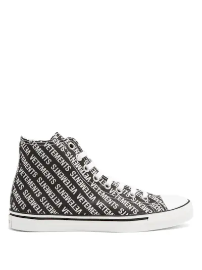 Vetements + Logo-Print High-Top Canvas Trainers