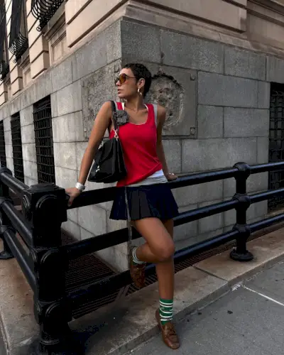 woman wearing fall loafer outfit idea 2025