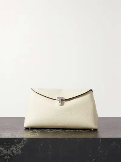 T-Lock Textured-Leather Clutch