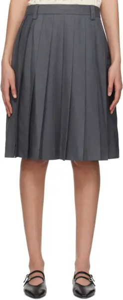 Gray Pleats Midi Skirt