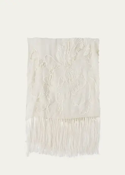 Felicia Floral Sequined Fringe Scarf