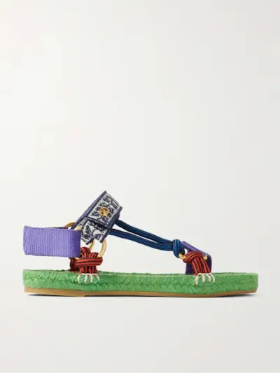 Grosgrain, Cord and Jacquard Espadrille Sandals