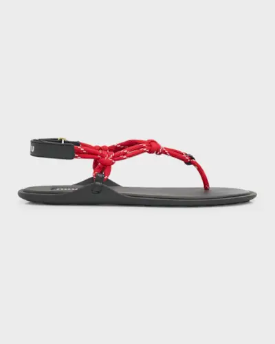 Sporty Rope Thong Slingback Sandals